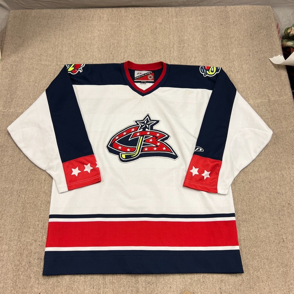 Vintage Columbus Blue Jackets Mens Large White NHL Pro‎ Player Hockey